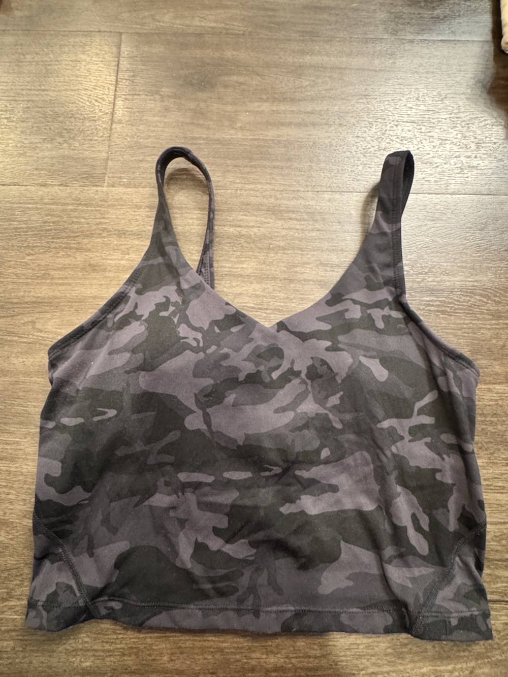 Gray Camo V-Neck Athletic Cropped Tank